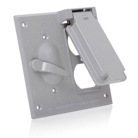 Leviton Cover, 2-Gang Switch and Duplex Receptacle, Vertical or Horizontal Mount, Metallic Enclosure, WM2SD-GY Outdoor Outlet Cover, Weatherproof, Gray