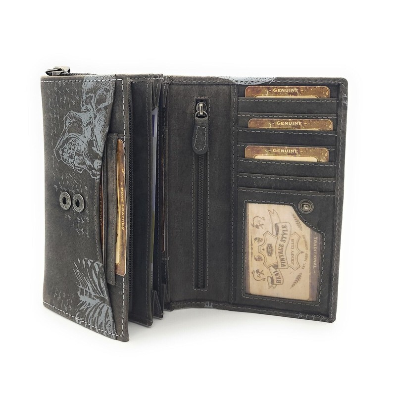 Jockey Club Genuine Buffalo Full Leather Wallet, Long, Natural Hunter