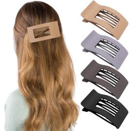 VelvetGlow Flat Hair Clips for Women and Girls, Strong Hold on the Side for All Hair Types, Matte Claw Clips, French Duck Billed Non-Slip Grip for Daily Styling, Pack of 4