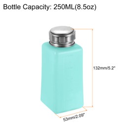 HARFINGTON 3PCS 250ML(8.5oz) Push Down Alcohol Dispenser Pump Liquid Press Empty Bottles Refillable Container for Cleanser Nail Polish Remover, Green