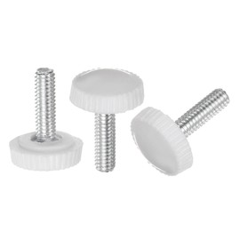 QUARKZMAN 20pcs M4 x 16mm Thumb Screw Clamping Knobs Plastic Handle Hand Knobs with Threaded Pin White