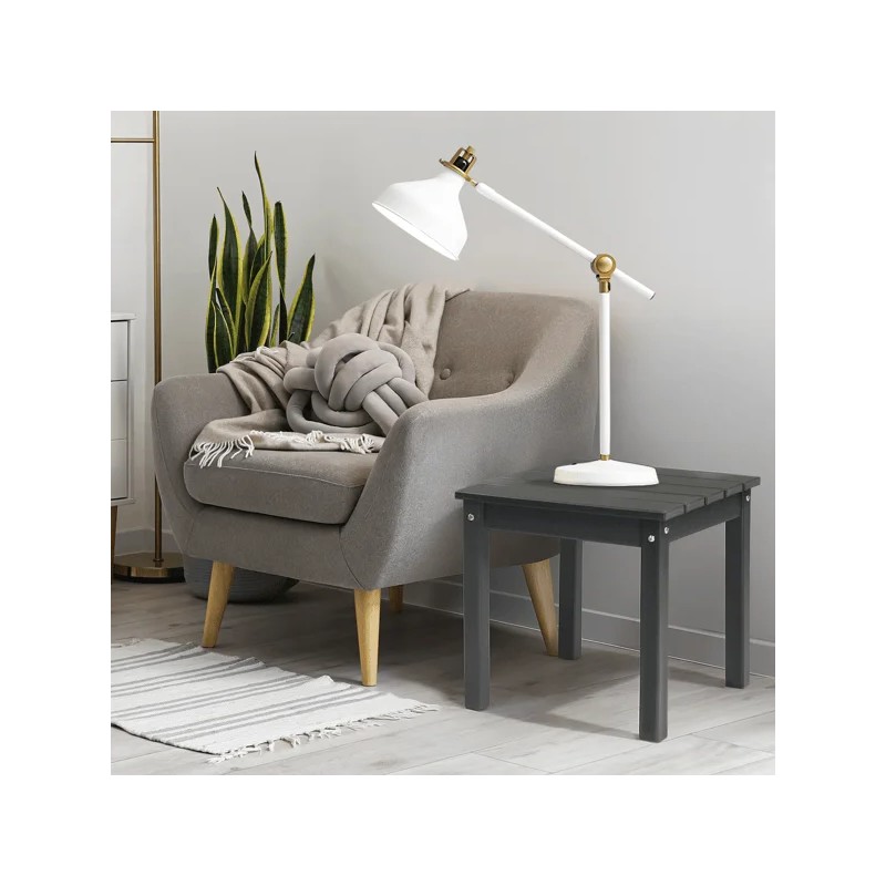 Dark Grey Square HDPE Adirondack Side Table Weather Resistant Small