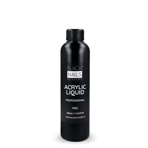 Acrylic Liquid Professional - Pro 200 ml - Quick Drying Liquid - for Acrylic Powder for Nails - Black Nails