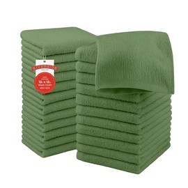 RIVERSIDE Premium 24 Pack Washcloths Set – 100% Cotton, 12x12 Inches – Super Soft, Quick-Dry & Highly Absorbent Face Towels – Ideal for Bathroom, Gym, Spa & Travel - Sage Green