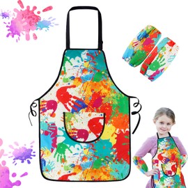 Taozoey Painting Apron, Painting Apron School, Painting Coat Child 6-12 Years with Pockets, Adjustable and Reusable Cooking Apron for Crafts, Painting, Baking, Cooking, Girls and Boys, blue