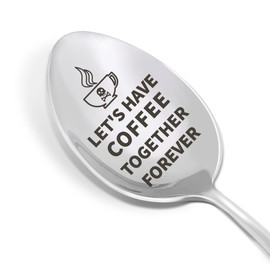 Love Gifts for Him Her Coffee Spoon, Let's Have Coffee Together Forever, Birthday Christmas Valentine Romantic Gift for Coffee Lover Wife Husband Girlfriend Boyfriend Anniversary Wedding Gift