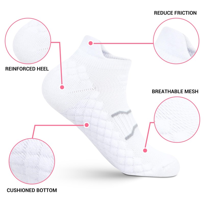 WeciBor Womens Bamboo Trainer Running Socks, Low Cut Cushioned Breathable