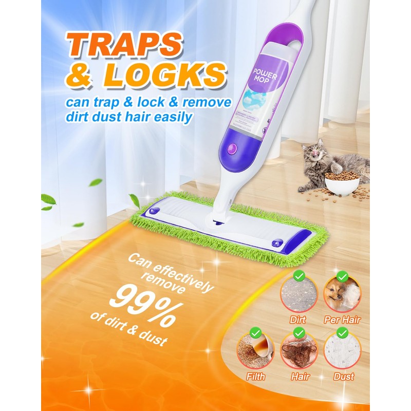 3 Pack Reusable Power Mop Pads Compatible with Swiffer Power