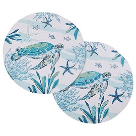 2 Pk Sea Turtle Braided Placemat Set One Size Blue Multi