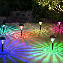 SIATOM LIGHTING Solar Pathway Lights 8 Pack, RGB Color Changing LED Path Light Outdoor Waterproof IP65, Solar Powered Garden Lights for Walkway Yard Backyard Lawn Landscap Decorative