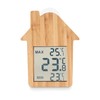 Weather Station House Shape Thermometer Bamboo Wood Suction Cup Gift