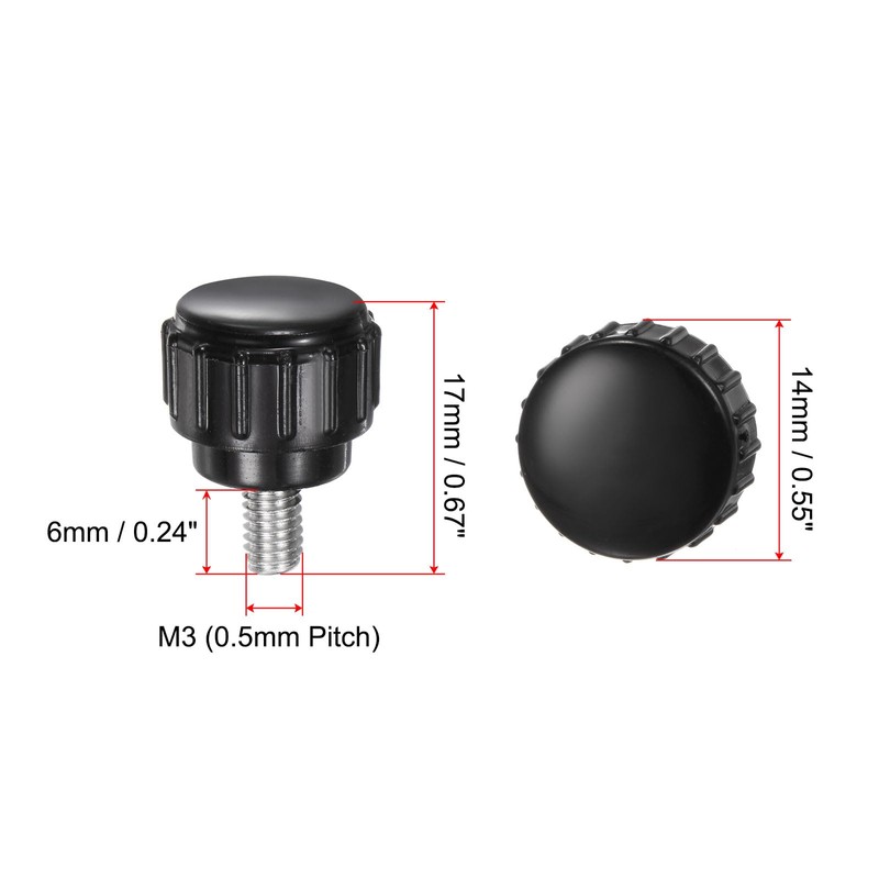 uxcell 12pcs Knurled Clamping Knobs M4 x 6mm Metric 304