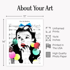 Dorothy Pop Art 11x14 - Wizard of Oz Somewhere Over the Rainbow Wall Art - Movie Sheet Music Home Decor - Andy Warhol Style Print for Living Room Bedroom Office - Judy Garland Colorful Wall Decor