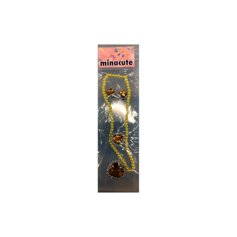 minacute Q1981 Access Set Ring Earrings Necklace, Yellow