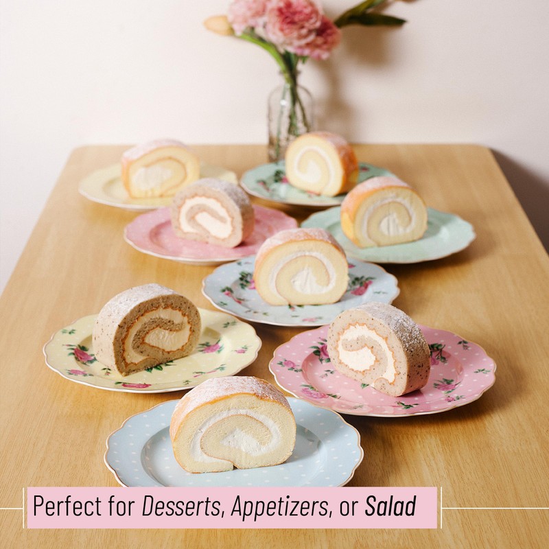 BTaT- Porcelain Floral Plates Set of 8, 8 Inch, Assorted