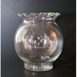 INDIANA GLASS Clear Bubble Glass IVY BOWL Ruffled Top Vase, 5.25" - Made In USA