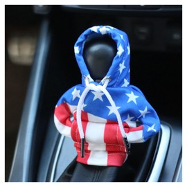 Car Gear Shift Cover with US Flag Design,Fashionable Gear Shift Hoodie for Shifter Knobs,Universal Car Interior Accessories Funny Car Shift Knob Cover for Car Truck SUV (Colorful/U+D)
