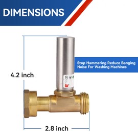 GUOFIS 2Pack S-241 Straight Water Hammer Arrestor for Washing Machine,3/4 Inch Swivel FHT x 3/4 Inch MHT Reduce Noise Water Hammers Arrestors(HAMMER020-2Pack)