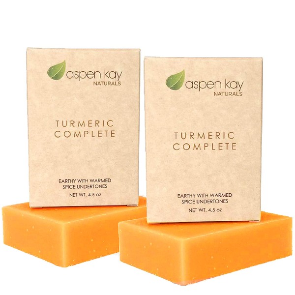 Turmeric Soap Bar (2 Pack) for Body & Face, Made with Natural and Organic Ingredients. Gentle Soap – For All Skin Types – Made in USA 4.5oz Per Bar