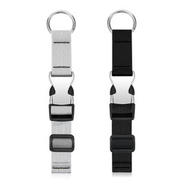 2 Pack Add a Bag Luggage Strap Jacket Gripper Holder Adjustable Suitcase Belt Straps with Quick Release Metall Buckle Travel Accessories Easy to Carry Your Extra Bags (Black, Grey)