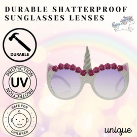 ShadyVEU Unicorn Horn Round Sunglasses Children Toddler Kids UV Protection Age 2 to 8 Cute Small Fashion Shades (Clear)
