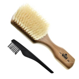 Kent OG2S Beechwood Natural Boar Bristle Brush - Hair, Facial, and Beard Grooming Tool for Exfoliation, Straightening, and Skin Care