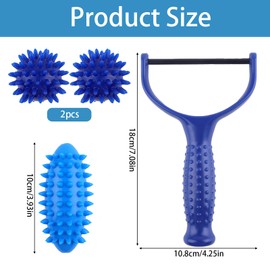 Massageroller Mit Griff,Auswechselbare Massage Roller mit 3 Igelball Massageball,Selbstmassagerolle,Massagegerät Fascia Ball,Igelball Fußmassage für Beine RüCken Arme Schultern Muskelschmerzen(Blau)