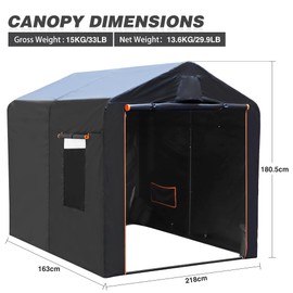 Heavy Duty 86"x64"x71" Waterproof Motorcycle Shed with Roll-up Mesh Windows，Portable Bike Storage Shed Tent with 420D Oxford Fabric for 5-8 Bicycles/Motorcycle/Carports/Garden Tools/Toys/Lawn Mower
