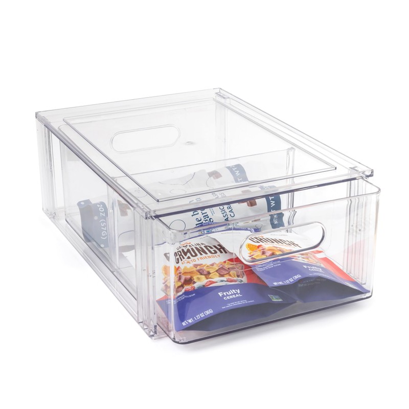 Smart Design Pull-Out Stackable Storage Bin with Removable Dividers -