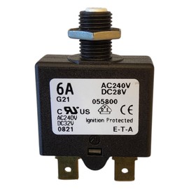 E-T-A Circuit Protection and Control 1658-G21-01-P10-6A , Circuit Breaker, Therm, Push, Cur-Rtg 6A, Flange, 1 Pole, Vol-Rtg 240/28VAC/VDC