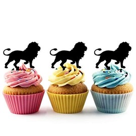 Lion Silhouette Acrylic Cupcake Toppers 12 pcs