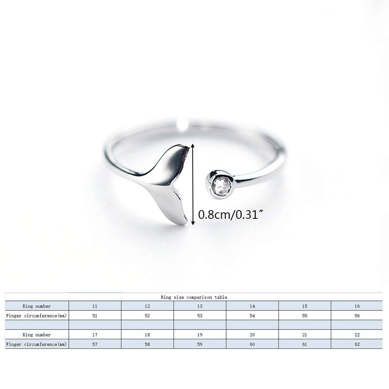 niumanery 925 Sterling Silver Solid Ring Exquisite Whale Tail Plain