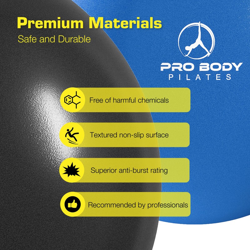 (Black) - Mini Exercise Ball with Pump - 23cm Bender