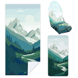 Hahafelt 1 Pcs Car Seat Towel Cover and 1 Pcs Athletic Running Towel with Storage Bags, Sweat Washable Gym Seat Protector Non Slip for Dog Pet Workout Running Outdoor Sport Activities(Yosemite)