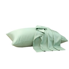 evoLive 100% Rayon Derived from Bamboo Material Cooling Breathable Standard/Queen Pillowcases Pillow Cover 20x30 inches Set of 2 with Envelope Closure (Milky Green, 20”X30“ Standard)