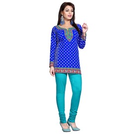 Maple Clothing - Blusa de túnica para mujer, estampada, corta, estilo kurti, Azul, M...Busto 36 "