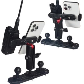 TWAYRDIO Dash Track Mount with 3pcs 1" Track Ball, Short Double Socket Arm, Phone/Radio Holder, Compatible with RAM Mounts, for Cars Vehicles Trucks Boats