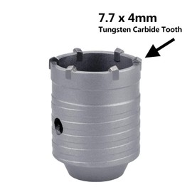 55mm (2-1/6 inch) Concrete Hole Saw with 220mm SDS Plus Shank Connecting Rod, Tungsten Carbide Teeth Cement Hole Saw for Concrete Cement Brick Wall Stone (55mm (2-1/6 inch))