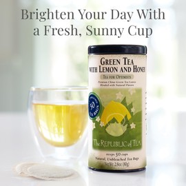 The Republic of Tea – Green Tea with Lemon and Honey Tea Bags, Low Caffeine, 50 Servings