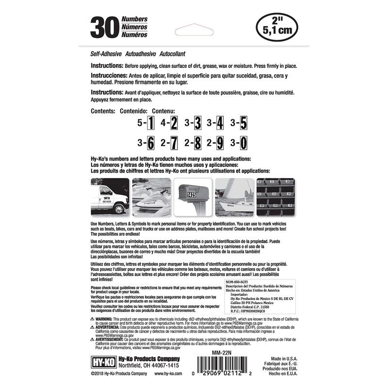 Hy-Ko Packaged Numbers & Letters, DIY Address Number Stickers for