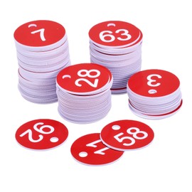 sourcing map Round 1-100 Number Tag Key Tag Acrylic Engraved Red ID Tag for Decoration, Pack of 100