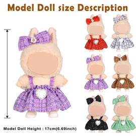 Total 6 Sets Chic Style 17cm Doll Dress Clothes and Accessories Include: 6 Hairband, 6 Dresses (Doll Not Included)