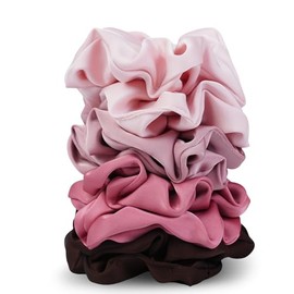 SEVEN STYLE Coleteros de satén para mujer: juego de 8 coleteros de seda en tonos rubor y marrón. Antiarrugas, antiencrespamiento, suaves y elegantes, 