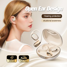 Out of Open Ear Headphones Wireless OWS Ear Hanging Earphones 5.4 Bluetooth Headset Air Bone Conduction Open Ear Earbuds, Outer Over the Ear Earbuds Open Ear Buds Outside the Ear Conducting Headphones
