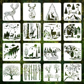 SHUOHONG Pack of 24 Stencils Painting, Small Stencils for Crafts, Painting Stencil Set, Wall Stencil, Reusable Plastic Drawing Stencils for DIY Scrapbooking Decoration