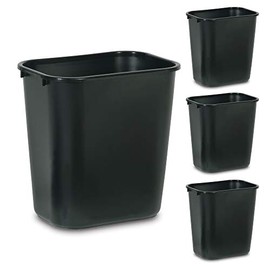 Rubbermaid Rubbermaid Commercial Products Plastic Wastebasket/Trash Can, 7-Gallon/28-Quart, Black, for Bedroom/Bathroom/Office, Fits under Desk/Cabinet/Sink, Pack of 4