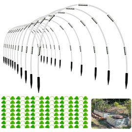 8FT Garden Hoops Grow Tunnel Kit - Rust-Free Fiberglass Frame for Raised Beds, 72pcs - DIY Plant Support for Garden Netting, Vegetable Garden Hoops Kit, Row Covers, and Greenhouse Protection