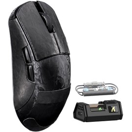 ATTACK SHARK R11 ULTRA Carbon Fiber Wireless Gaming Mouse with LED Coiled Cable, 8000Hz, 49g Lightweight, PAW3950MAX, 42000DPI, 20000FPS, Nordic 52840 Chip,Nano-Metal Ice Coating, for PC, Forged Black