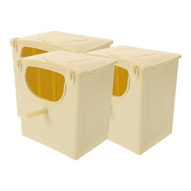 Yardwe Pack of 3 Plastic Bird Breeding Boxes with Perch for Finch Nesting and Incubation, Beige
