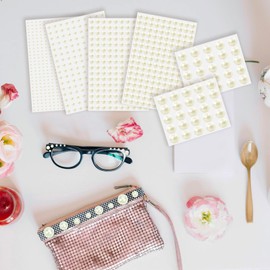 2428Pcs Self Adhesive Pearl Stickers, 7Sizes Stick On Pearls Hair Pearls Stick On Pearl Stickers for Crafts Flat Back Pearl Face Gems Embellishments for Hair Face Makeup Eye Nail Crafts (Off-White)